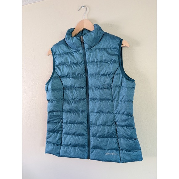 Eddie Bauer Women's Down Vest EB650 Teal Blue Puffer Hiking Outdoor Travel Sz L - Picture 3 of 9